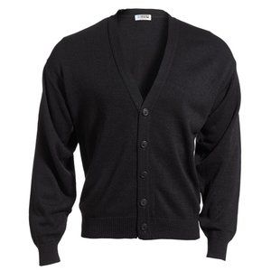 Edwards 4X Big Men Jersey Knit Acrylic Cardigan Black Long Sleeve Button 4XL